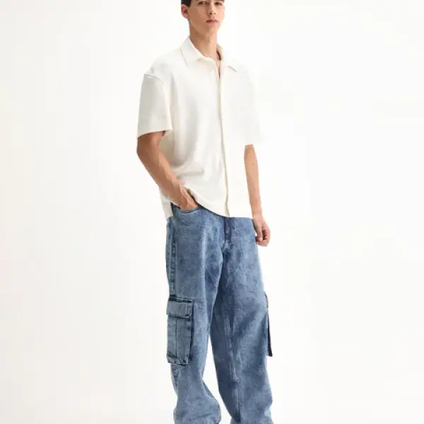 BAGGY FIT CARGO JEANS BAEY - BLUE