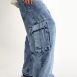 BAGGY FIT CARGO JEANS BAEY - BLUE