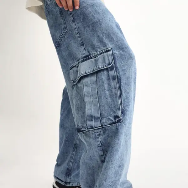 BAGGY FIT CARGO JEANS BAEY - BLUE