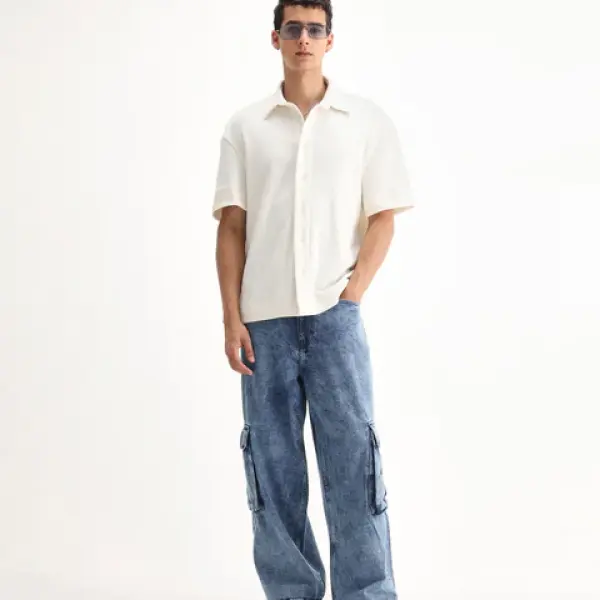BAGGY FIT CARGO JEANS BAEY - BLUE