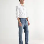 REGULAR FIT SOLID DENIM BAGG-2 - BLUE