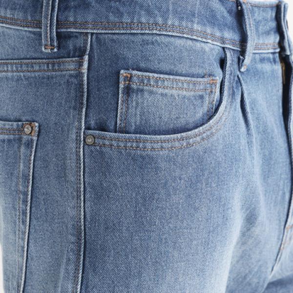 REGULAR FIT SOLID DENIM BAGG-2 - BLUE