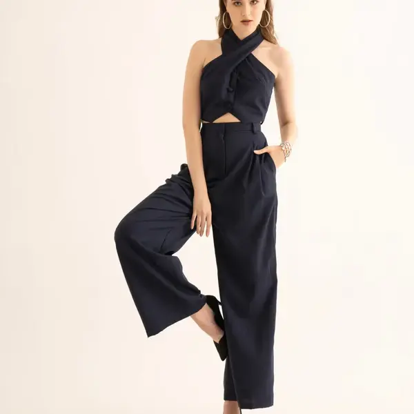 Black Pinstripe Suiting Pants