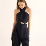 Black Pinstripe Suiting Pants