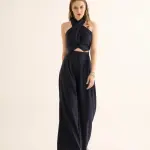 Black Pinstripe Suiting Pants