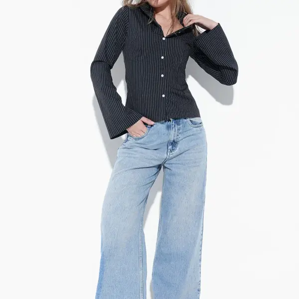 Black Striped Fitted Shirt