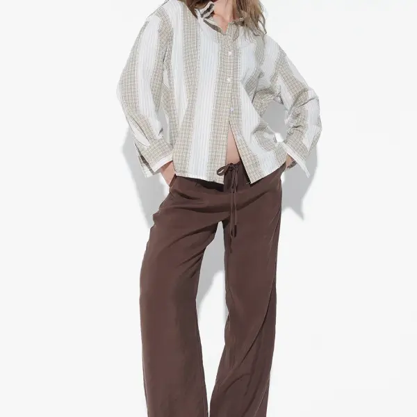 Beige Mismatch Fabric Shirt