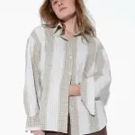 Beige Mismatch Fabric Shirt
