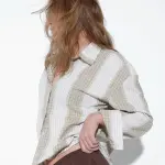 Beige Mismatch Fabric Shirt