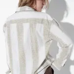 Beige Mismatch Fabric Shirt
