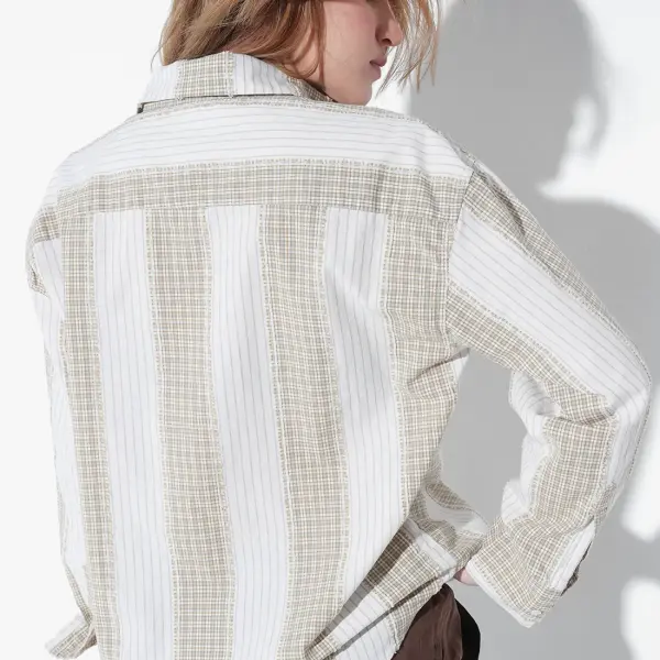 Beige Mismatch Fabric Shirt