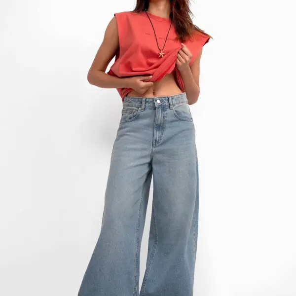 Mid Wash Baggy Jeans