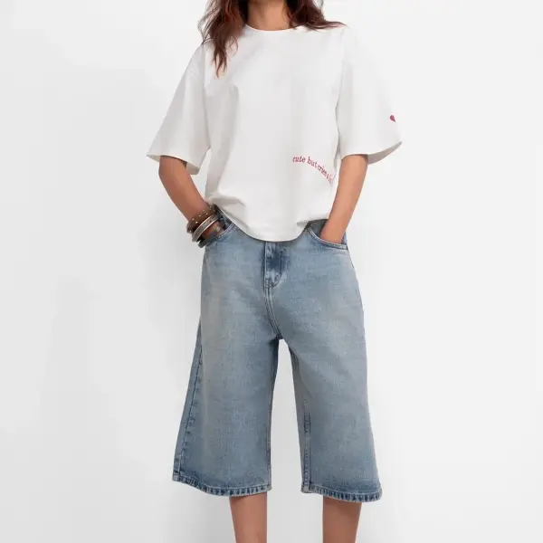 White Oversized T-Shirt With Embroidery