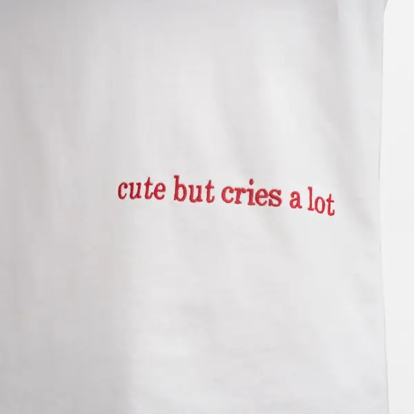 White Oversized T-Shirt With Embroidery