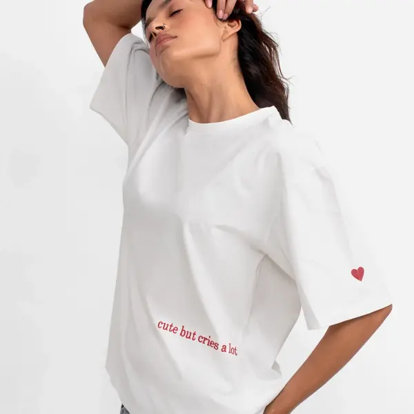 White Oversized T-Shirt With Embroidery