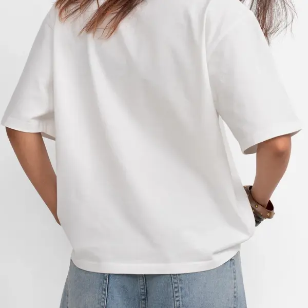 White Oversized T-Shirt With Embroidery