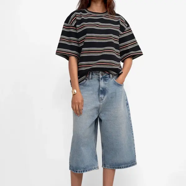 Striped Oversized T-Shirt In Black