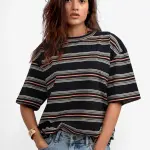 Striped Oversized T-Shirt In Black