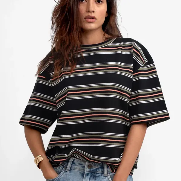 Striped Oversized T-Shirt In Black