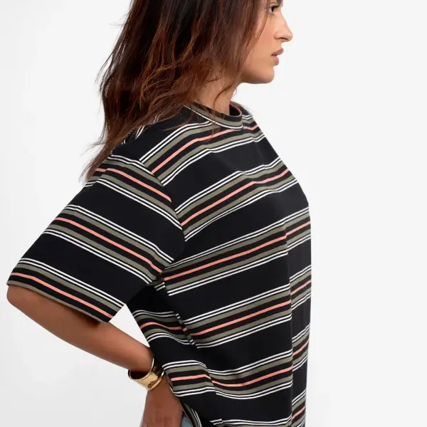 Striped Oversized T-Shirt In Black