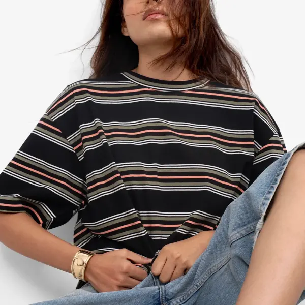 Striped Oversized T-Shirt In Black