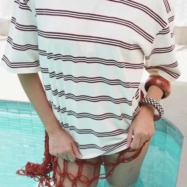 Striped Oversized T-Shirt In White