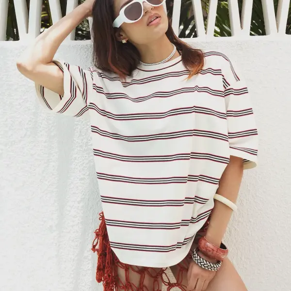 Striped Oversized T-Shirt In White