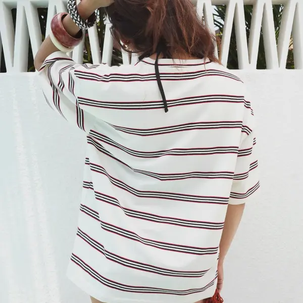 Striped Oversized T-Shirt In White