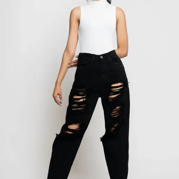 black ripped baggy jeans