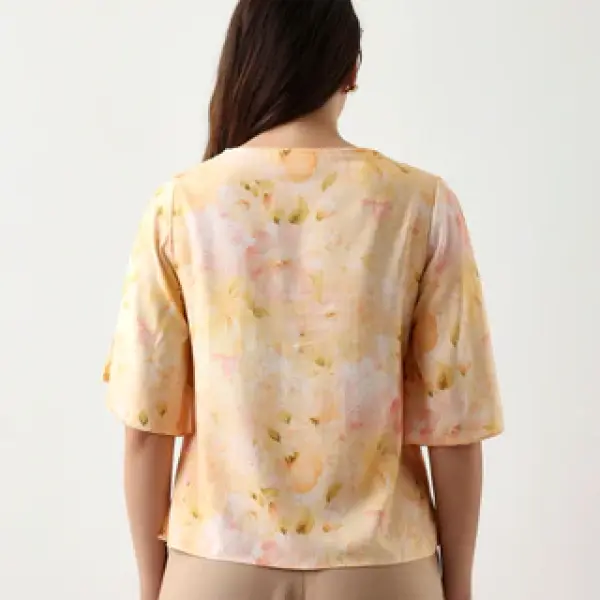 V-NECK PRINTED TOP ELARA - YELLOW
