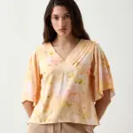 V-NECK PRINTED TOP ELARA - YELLOW