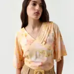 V-NECK PRINTED TOP ELARA - YELLOW