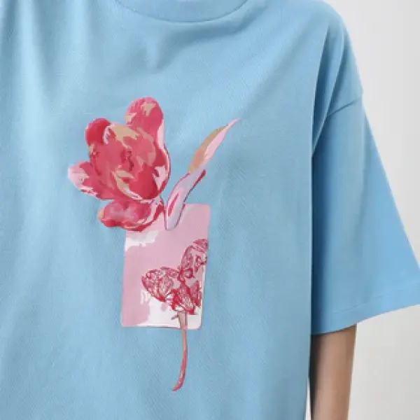 GRAPHIC PRINT OVERSIZED T-SHIRT ENOF - BLUE