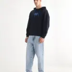 BAGGY FIT RINSE WASH SOLID JEANS EVET - PASTEL BLUE