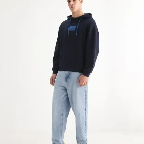 BAGGY FIT RINSE WASH SOLID JEANS EVET - PASTEL BLUE