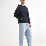 BAGGY FIT RINSE WASH SOLID JEANS EVET - PASTEL BLUE