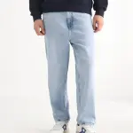 BAGGY FIT RINSE WASH SOLID JEANS EVET - PASTEL BLUE