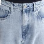 BAGGY FIT RINSE WASH SOLID JEANS EVET - PASTEL BLUE