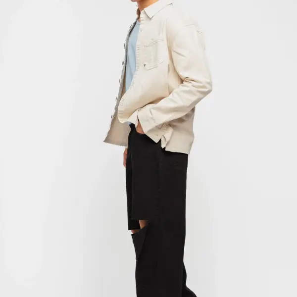 black box slit men's wide jeans