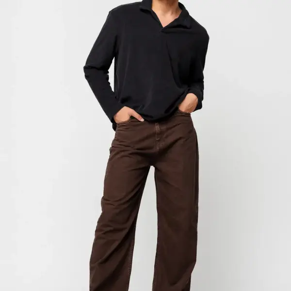 dark brown men's straight jeans