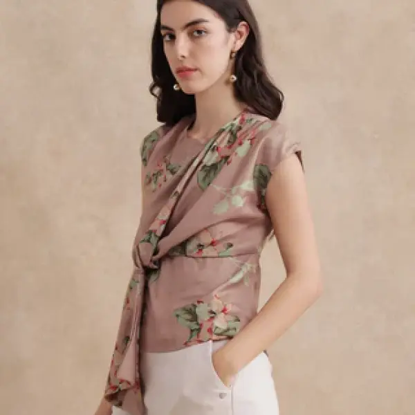 COWL NECK FLORAL PRINTED TOP GEDDLY - MULTI
