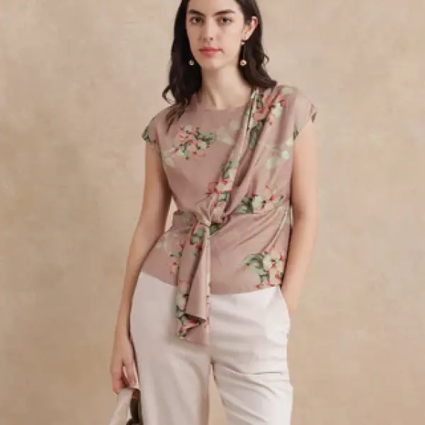 COWL NECK FLORAL PRINTED TOP GEDDLY - MULTI