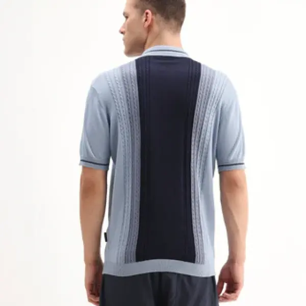 REGULAR FIT KNIT POLO GIFF - DUSKY BLUE