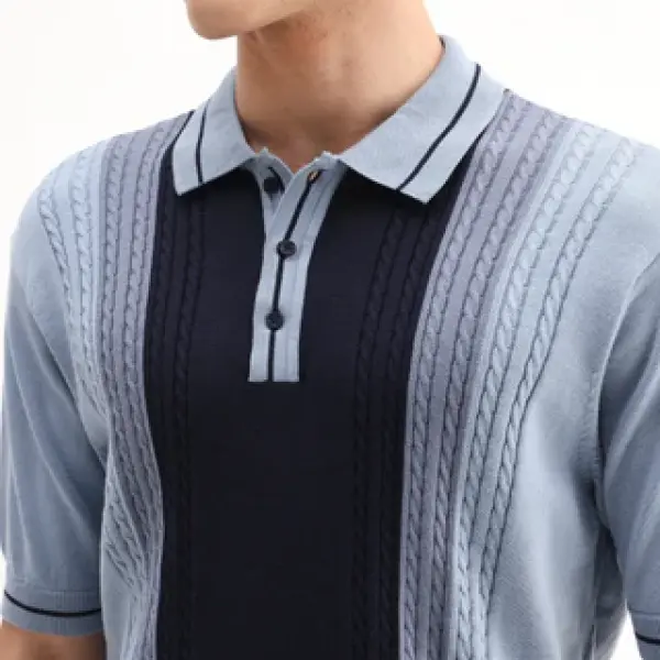 REGULAR FIT KNIT POLO GIFF - DUSKY BLUE