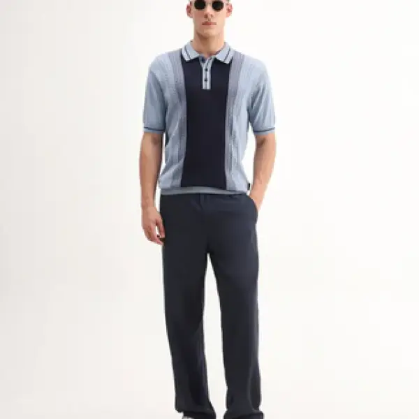 REGULAR FIT KNIT POLO GIFF - DUSKY BLUE