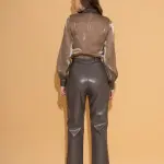 Grey Faux Leather Pants