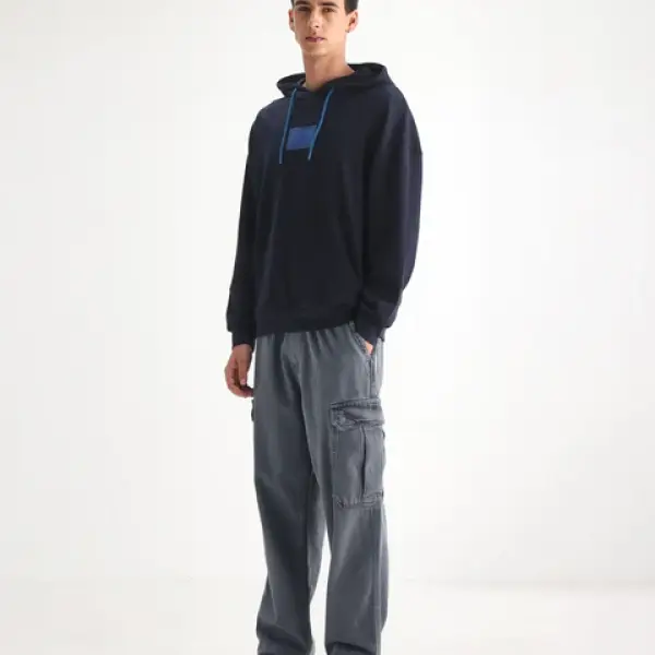 BAGGY FIT MULTIPOCKET CARGO STYLE DENIM HORK - BLUE