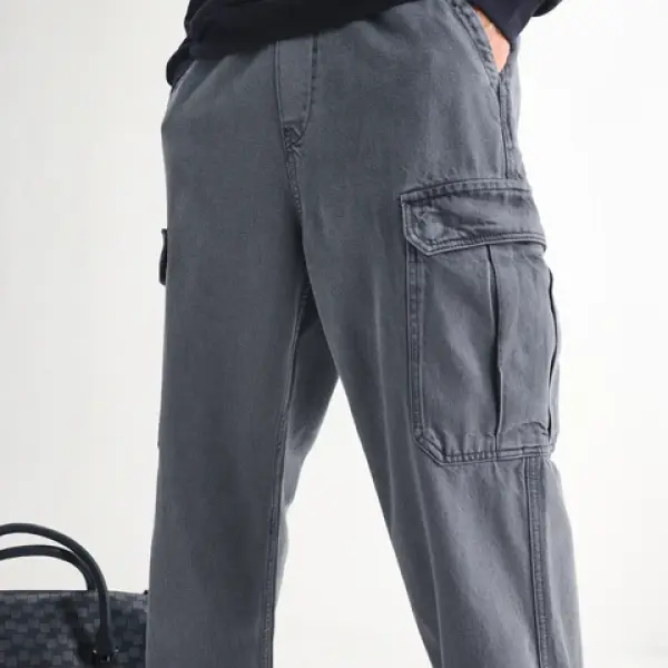 BAGGY FIT MULTIPOCKET CARGO STYLE DENIM HORK - BLUE