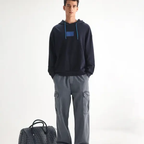 BAGGY FIT MULTIPOCKET CARGO STYLE DENIM HORK - BLUE