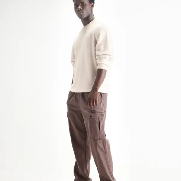 BAGGY FIT MULTIPOCKET CARGO STYLE DENIM HORK - BROWN
